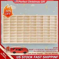 New 80 Grids Wooden Display Case Storage Shelf 1/64 Hot Wheels Diecast Car US