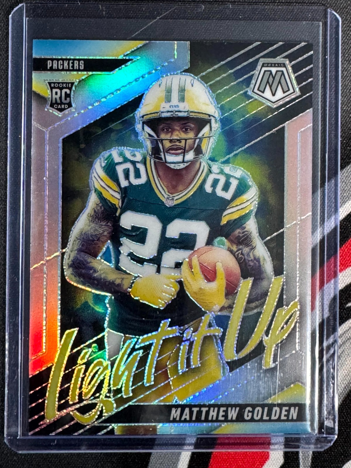 2025 Panini Mosaic Light it Up Matthew Golden RC Silver #17 Packers