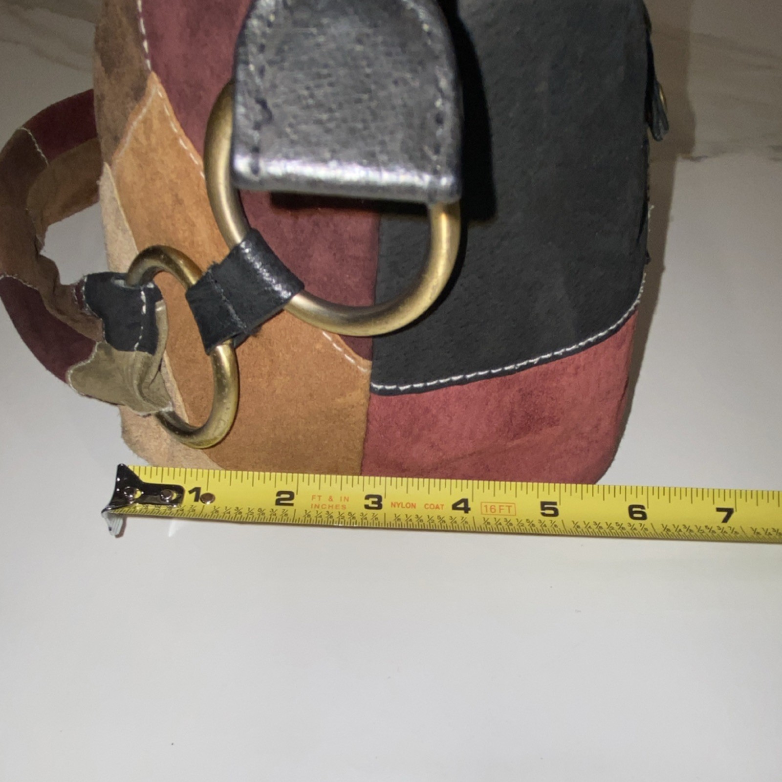 Leather Patchwork Brass Hardware Shoulder Bag Wit… - image 14