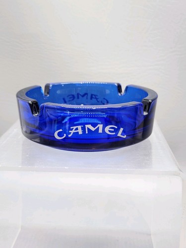 Vintage Camel Cobolt Blue Ashtray Glass
