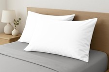 100 Organic Cotton King Pillowcases Set of 2, White Pillow Cases with Envelo...