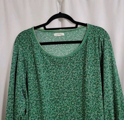 Max Studio 3XL Blouse Tie Sleeves Career Green Business Boho Round Neck Academia