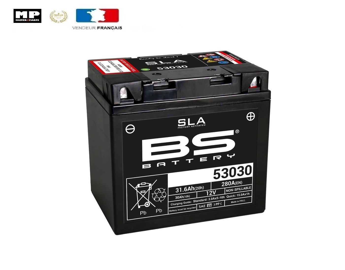 Batterie BS Battery SLA BS53030 pour moto BMW R 90/6 900 de 1973 à 1976