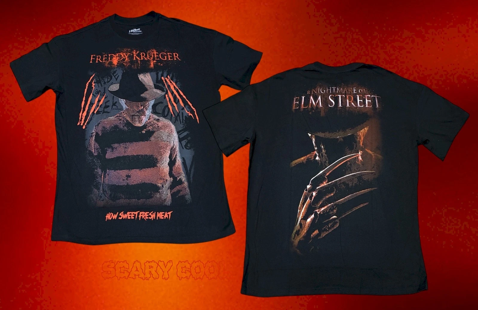 New A Nightmare on Elm Street Freddy Krueger 2 sided Black Mens Vintage T-Shirt