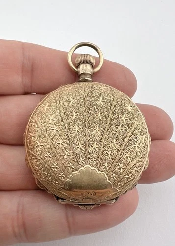 Antique Waltham Yellow Gold Filled 16 Size Engraved Pocket Watch