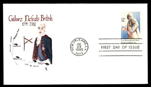 Mayfairstamps US FDC 1980 Louisiana Bernardo de Galvez defeats British First Day