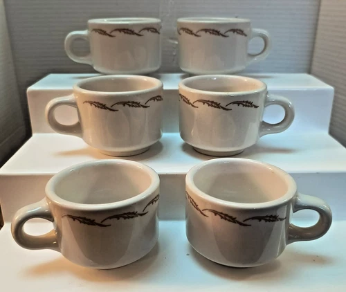 6 Homer Laughlin Restaurant Ware Coffee Mugs/VINTAGE