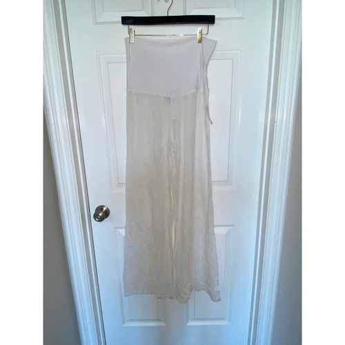 XCVI Wide Leg White Pants Rayon Embroidered Foldover Waist Size Small