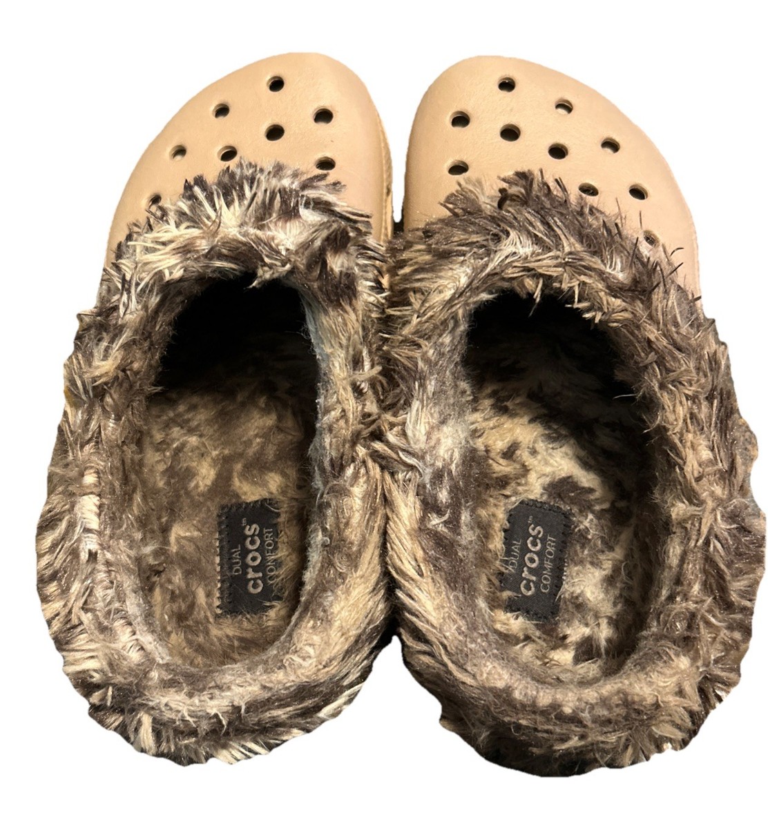 Crocs Classic Wholly Mammoth Clogs Brown Women 6 Men 4 Furry Cozy