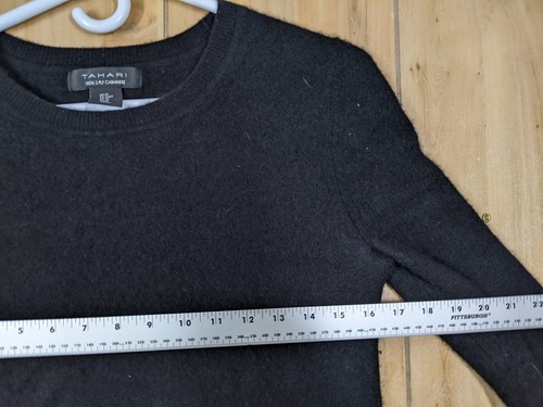 TAHARI 2-Ply 100% Cashmere Sweater Women Sz M Black Long Sleeve Pullover Luxury - Picture 6 of 10