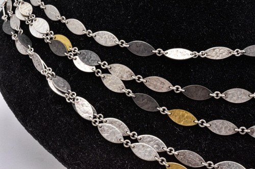 Estate Designer signed DG "D GURMAN" - gold & Sterling Silver 5 Strand Necklace - Picture 4 of 11