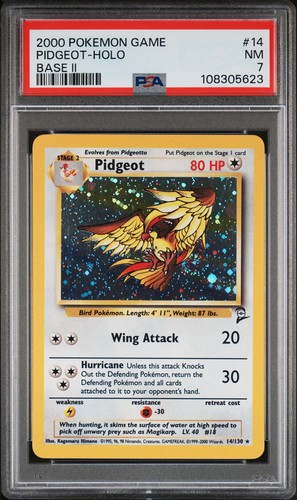2000 POKEMON BASE SET 2 #14 PIDGEOT-HOLO PSA 7