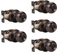 Knobelite Round Privacy Door Knob 5-Pack – Thumb-Turn Lock, Oil-Rubbed Bronze