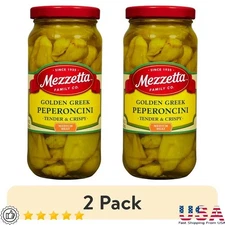 Golden Greek Peperoncini 2 Pack Gluten Free Kosher Pickled Peppers Medium Heat