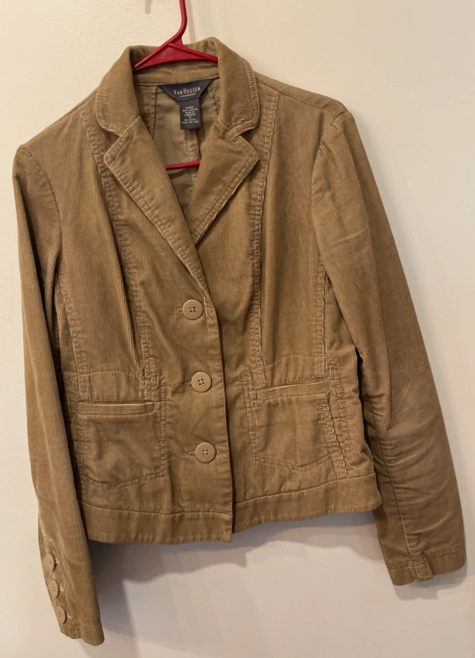 Chaqueta Blazer Mujer Van Heusen Vintage 100% Algodón S Hecha en Camboya Pana Foto 2 de 4