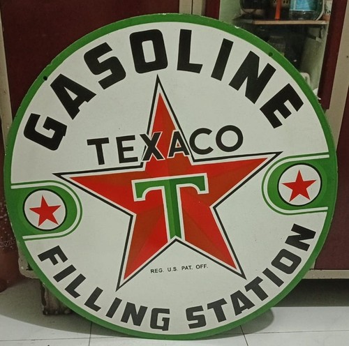 Texaco Filling Station Porcelain Enamel Heavy Metal Sign 30  Inches Double Sided - Picture 8 of 9