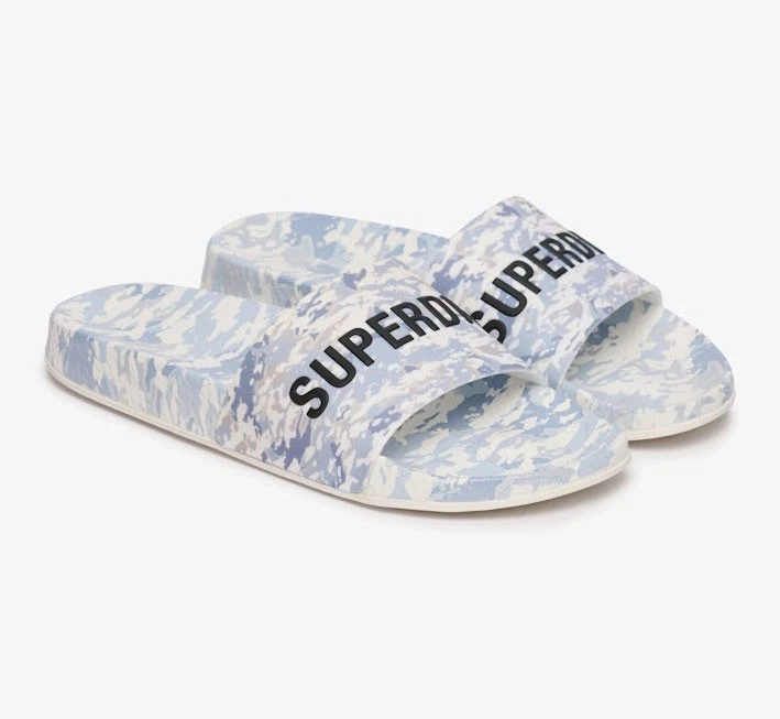 Superdry Sliders Flip Flops Sandals Mens Camo Print Pool Slide White Camo