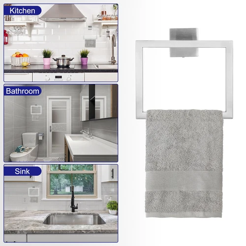 5 Pcs Bathroom Hardware Accessories Set Stainless Steel Towel Bar Set Silver - Picture 4 of 6