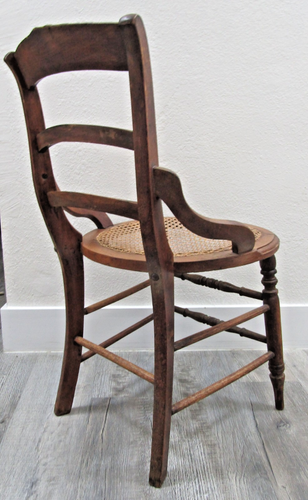 Antique Tell City Carved Rose Ladder Back Hip Hugger Cane Seat Chair 32.5" Tall - Picture 10 of 15