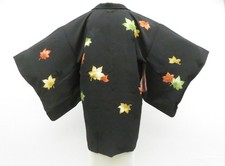 Japanese Vintage Haori Black Jacket Silk Japan eb-1399