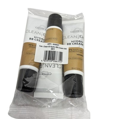 NIB Lot of 3 Catrice Cosmetics Clean ID Hydro BB cream 040 Tan. cream foundation