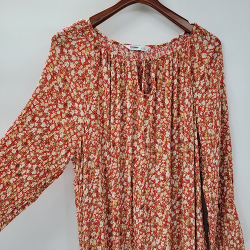 Sonoma Kleid Damen XXL rot Blumen Stufen fließend Cottagecore Prairie Boho Maxi - Bild 8 von 21