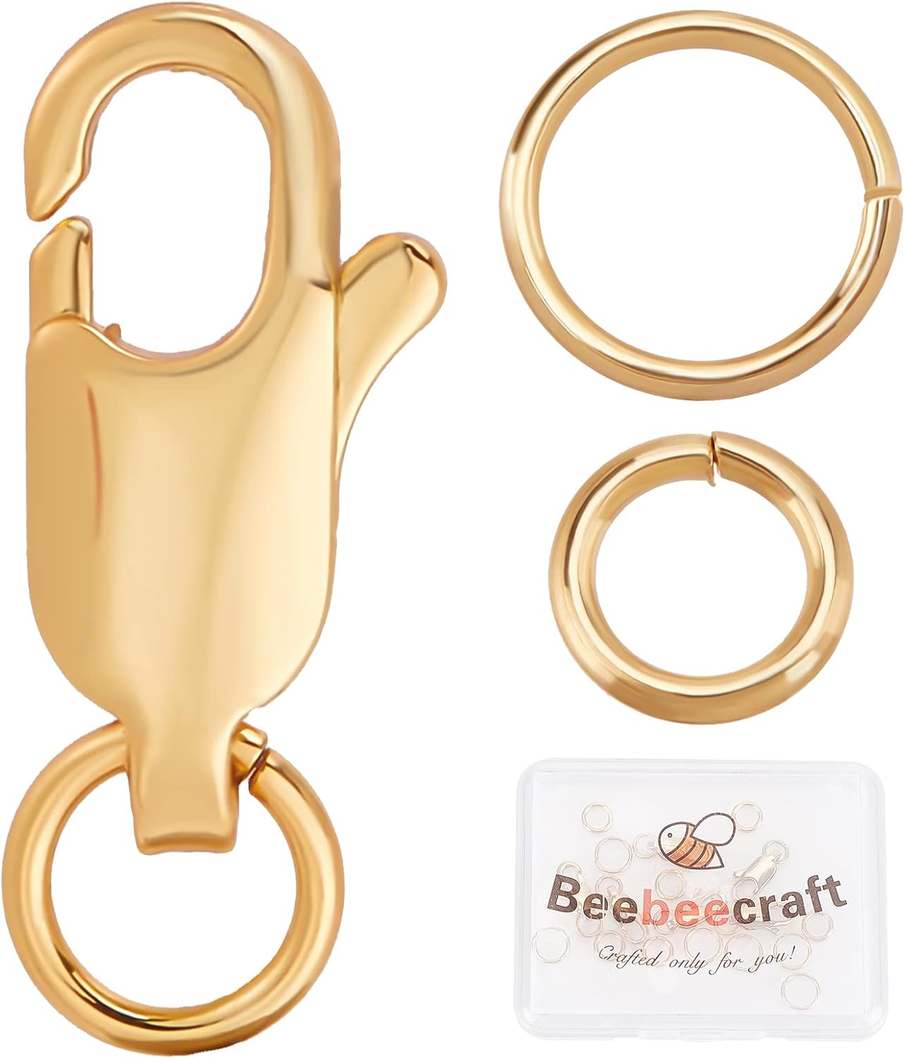 6Pcs 18K Gold Plated Brass Jewelry Lobster Clasp 15Mm/0.6In Large Lobster Claw C