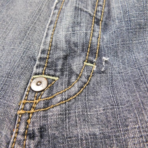 VINTAGE DISTRESSED HOLES PX Jeans Herren 32 Bootcut Schritt Nieten y2k Grunge Wash - Bild 6 von 11