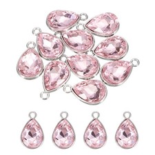 10 Pcs 10x14mm Alloy Glass Crystal Teardrop Charm for DIY Craft, Pink
