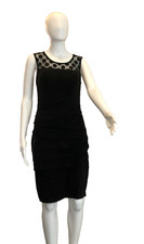 Carole Little Dress Cocktail Business Knee Sleeveless Black Layered NWT Slinky