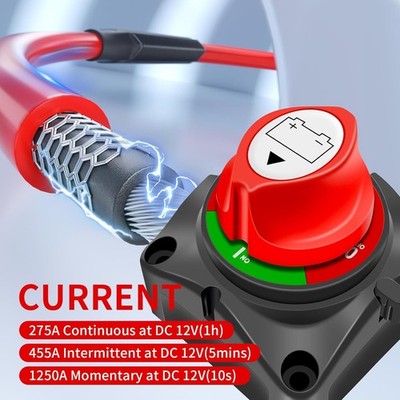 Coupe-batterie KUWUNG 12-48 V – Interrupteur Principal Marche/arrêt, étanche, Pour Voiture, Bateau, Camping-car – Borne Négative