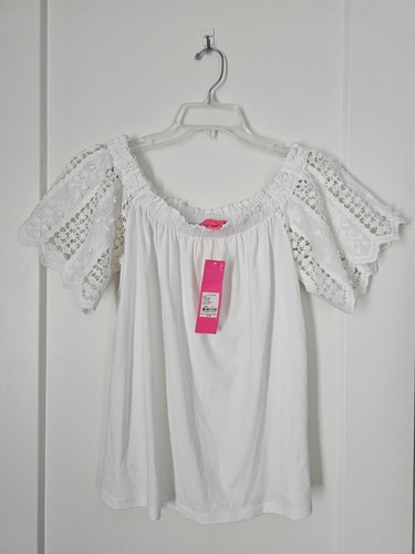 Lilly Pulitzer NWT $79 Fayette Top Size Medium Resort White Eylelet - Picture 9 of 12