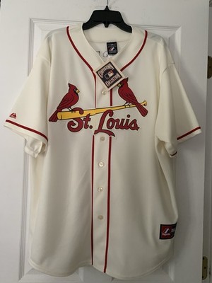 Majestic St Louis Cardinals STAN MUSIAL Baseball Jersey Off White New Size 2XL