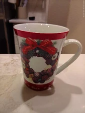 See's Candies Christmas wreath mug mint condition ~ low fast shipping