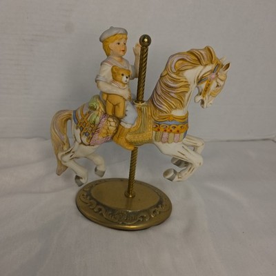 Willitts carousel horse figurine solid brass 1986 Boy With Teddy Bear 