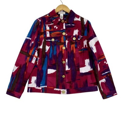 Drapers & Damons Women s Blazer Medium Red Long Sleeve Button Up Jacket