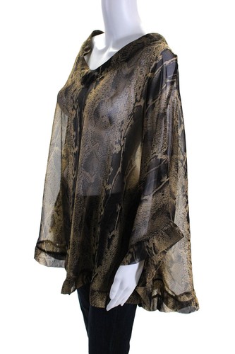 Show Me Your Mumu Womens Brown Snakeskin Print Scoop Neck Poncho Top Size OS - Picture 2 of 4