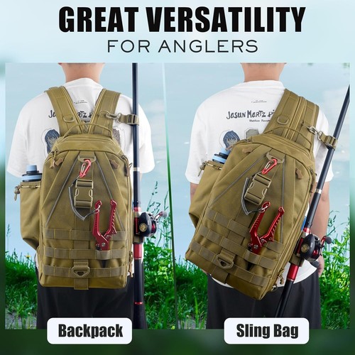 Fishing Backpack with Rod Holder Waterproof Fishing Tackle Gear Bag Fishing Gift - Picture 8 of 13