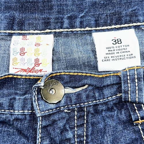 Jeans Miskeen Originals arancione ricamato tasca stampa a mano uomo 38X32 Y2K anni 90 - Foto 5 di 8