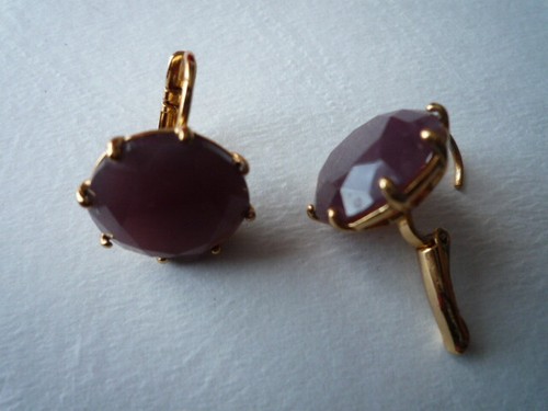 SPLENDIDES BOUCLES DORMEUSES "LES NEREIDES" DORE/CRISTAL ROND BORDEAUX/ NEUF - Picture 3 of 3