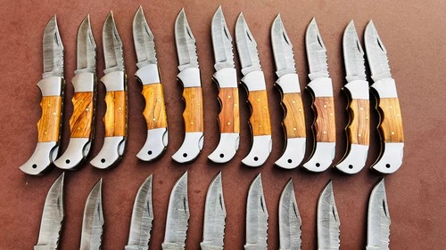 LOT of 20 pcs Damascus Steel Hunting Folding knife, Pocket Knives with sheath - Picture 5 of 6