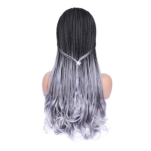 Pelucas para mujeres negras trenzas rizadas sintéticas peluca completa 26" rizos franceses caja trenzas - Imagen 14 de 36