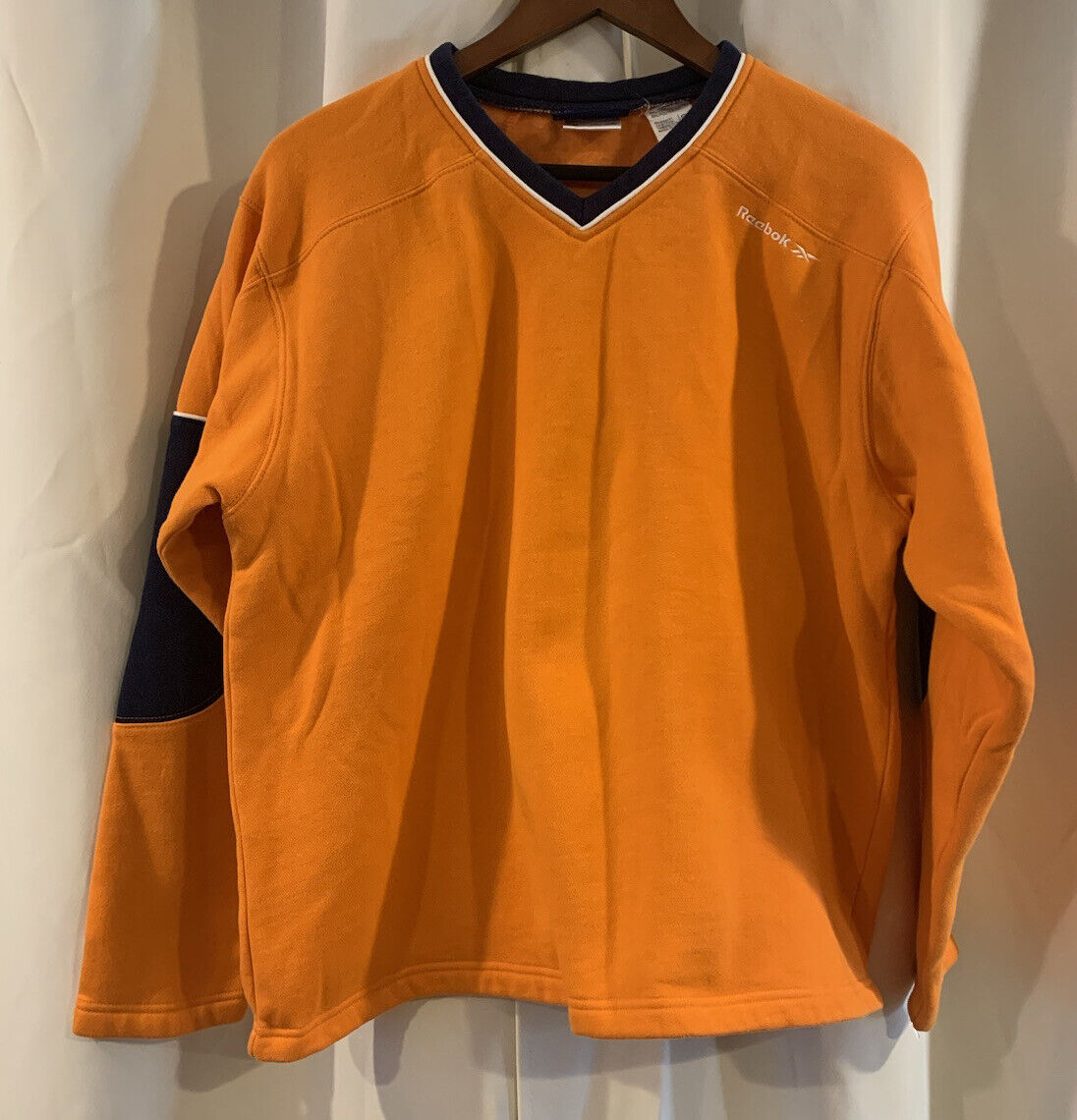 Vintage Reebok Fleece Sweater Men's Orange Pullov… - image 1