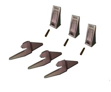 3 Mini Excavator Bucket Combo, Bottom Leg Weld-on Shanks, Teeth & Pins - 835x156