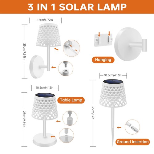 LED Solar Table Lamp Outdoor Waterproof 3Way Installation Wall Lamp Garden Solar - Picture 2 of 18