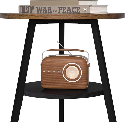 Mesa auxiliar redonda INHABIT UNION 2 niveles pequeña rústica vintage sofá lengüeta... - Imagen 11 de 11