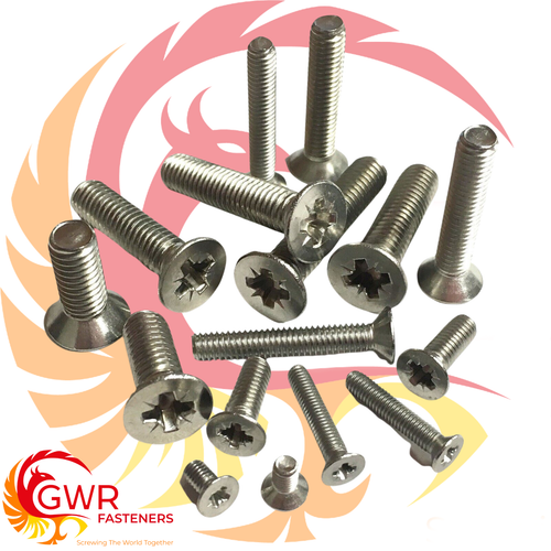 M6 (6mmØ) POZI COUNTERSUNK MACHINE SCREWS A2 STAINLESS POZIDRIVE CSK BOLTS GWR - Picture 4 of 8