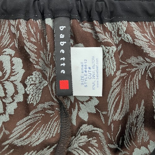 Pantalones Babette Mujer S Gris Floral Jacquard Satinado Oscuro Romántico Gótico Elástico - Imagen 3 de 12