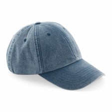 Image of Beechfield Baseball Cap Vintage Low Profile Hat Pre Curved Washed Urban Mens 