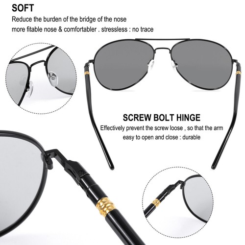 Men's Military Style Polarized Pilot Sunglasses UV 400 Driving Glasses Summer US - Picture 8 of 15